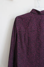 Chico's Black Purple Leopard Print Button Down Shirt | 1.5 (10)