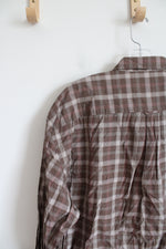 Cabela's Brown Plaid Long Sleeved Button Down Shirt | XL Regular