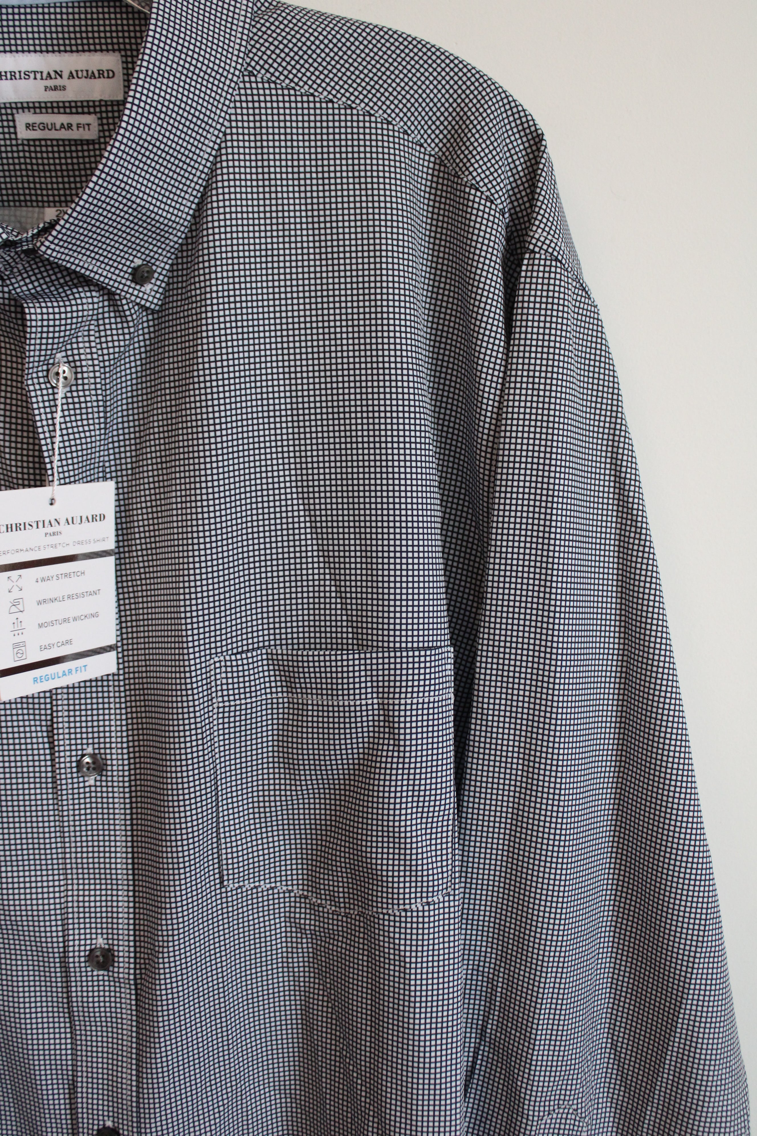 NEW Christian Aujard Performance Stretch Black White Button Down Regular Fit Shirt | 2XL 18-18 1/2 34/35 (Copy)