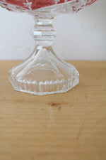 Red & Cut Crystal Clear Glass Covered Candy Dish