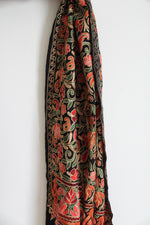 NEW Sevya Black Embroidered Floral Wool Blend Shawl