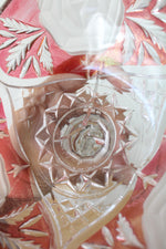 Red & Cut Crystal Clear Glass Covered Candy Dish