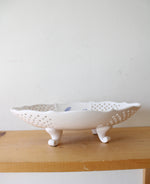 Home Interiors Blue & White Floral Footed Oval Dish