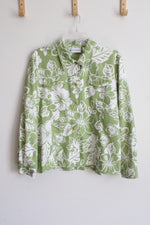 Alfred Dunner Green Leaf Pattern Light Jacket | 18