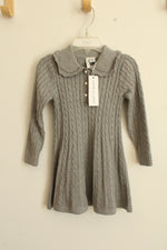 New Janie and Jack Gray Cable Knit Collared Sweater Dress with Pearl Buttons | 18-24 months