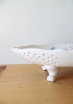 Home Interiors Blue & White Floral Footed Oval Dish