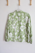 Alfred Dunner Green Leaf Pattern Light Jacket | 18