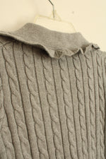 New Janie and Jack Gray Cable Knit Collared Sweater Dress with Pearl Buttons | 18-24 months