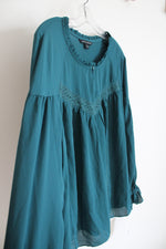NEW Zac & Rachel Emerald Green Ruffle Lace Long Sleeved Top | XL
