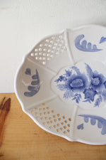 Home Interiors Blue & White Floral Footed Oval Dish