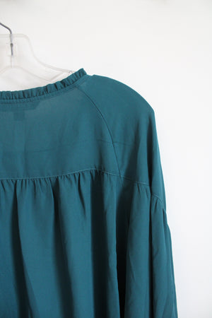 NEW Zac & Rachel Emerald Green Ruffle Lace Long Sleeved Top | XL