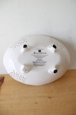 Home Interiors Blue & White Floral Footed Oval Dish