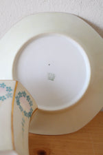 T&V Limoges France Hand Painted Blue Floral & Gold Tea Cup & Saucers