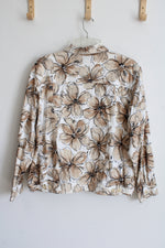 Alfred Dunner Tan Floral Light Jacket | 18