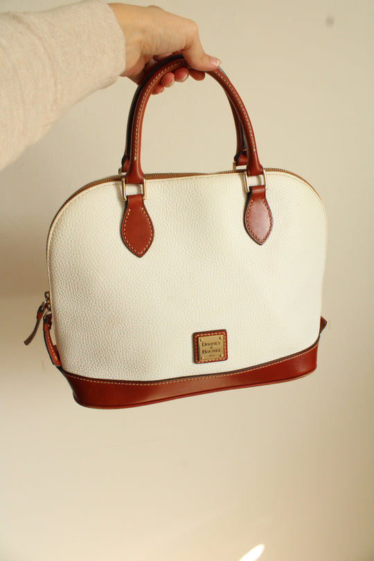 Dooney & Bourke White Pebble Grain Leather Zip Zip Satchel