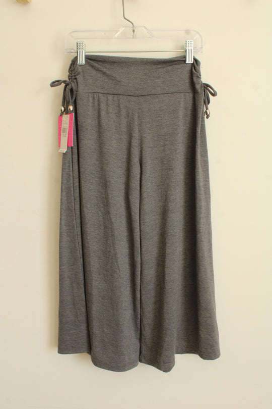 NEW Iz Byer Girl Gray Knit Palazzo Pants with Scrunch Tie Sides | 14