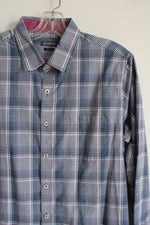 Van Heusen Blue Plaid Button Down Slim Fit Shirt | L 16-16 1/2