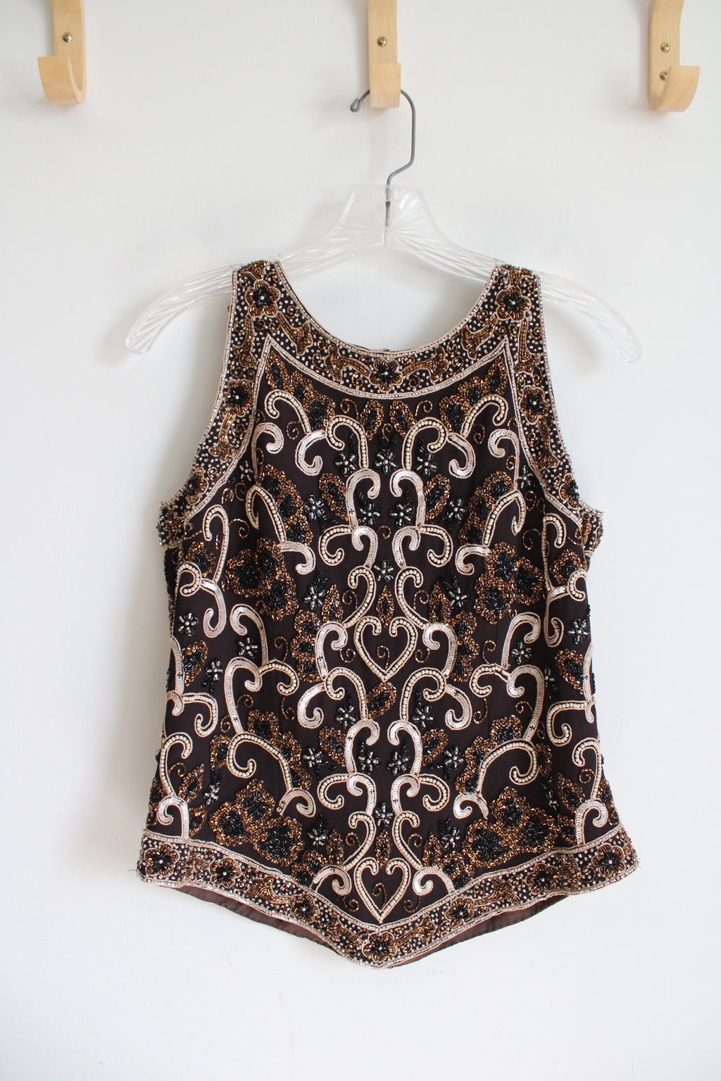 Jakara Brown Beaded Tank Top | S