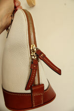 Dooney & Bourke White Pebble Grain Leather Zip Zip Satchel
