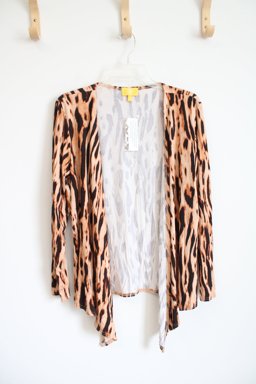 NEW Liz Lange Black & Brown Animal Print Lightweight Cardigan | L