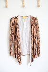 NEW Liz Lange Black & Brown Animal Print Lightweight Cardigan | L