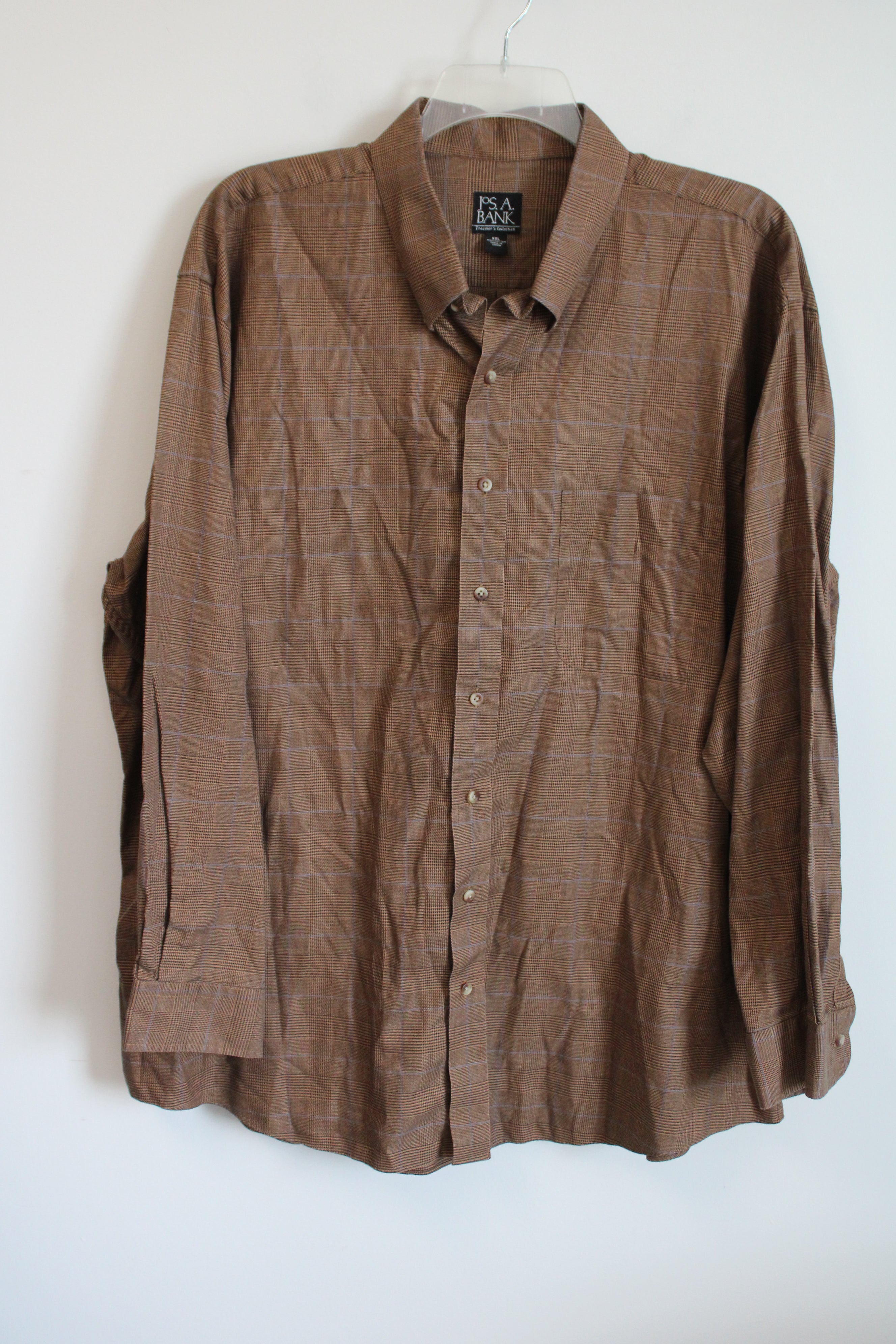 Jos. A. Bank Traveler's Collection Brown Houndstooth Button Down Shirt | XXL