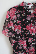 Dressbarn Black Pink Floral Top & Black Dress Set | 14