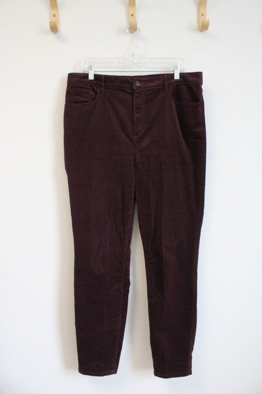 LOFT High Waist Skinny Burgundy Corduroy Pants | 32/14