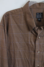 Jos. A. Bank Traveler's Collection Brown Houndstooth Button Down Shirt | XXL