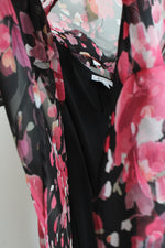 Dressbarn Black Pink Floral Top & Black Dress Set | 14