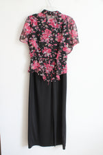 Dressbarn Black Pink Floral Top & Black Dress Set | 14