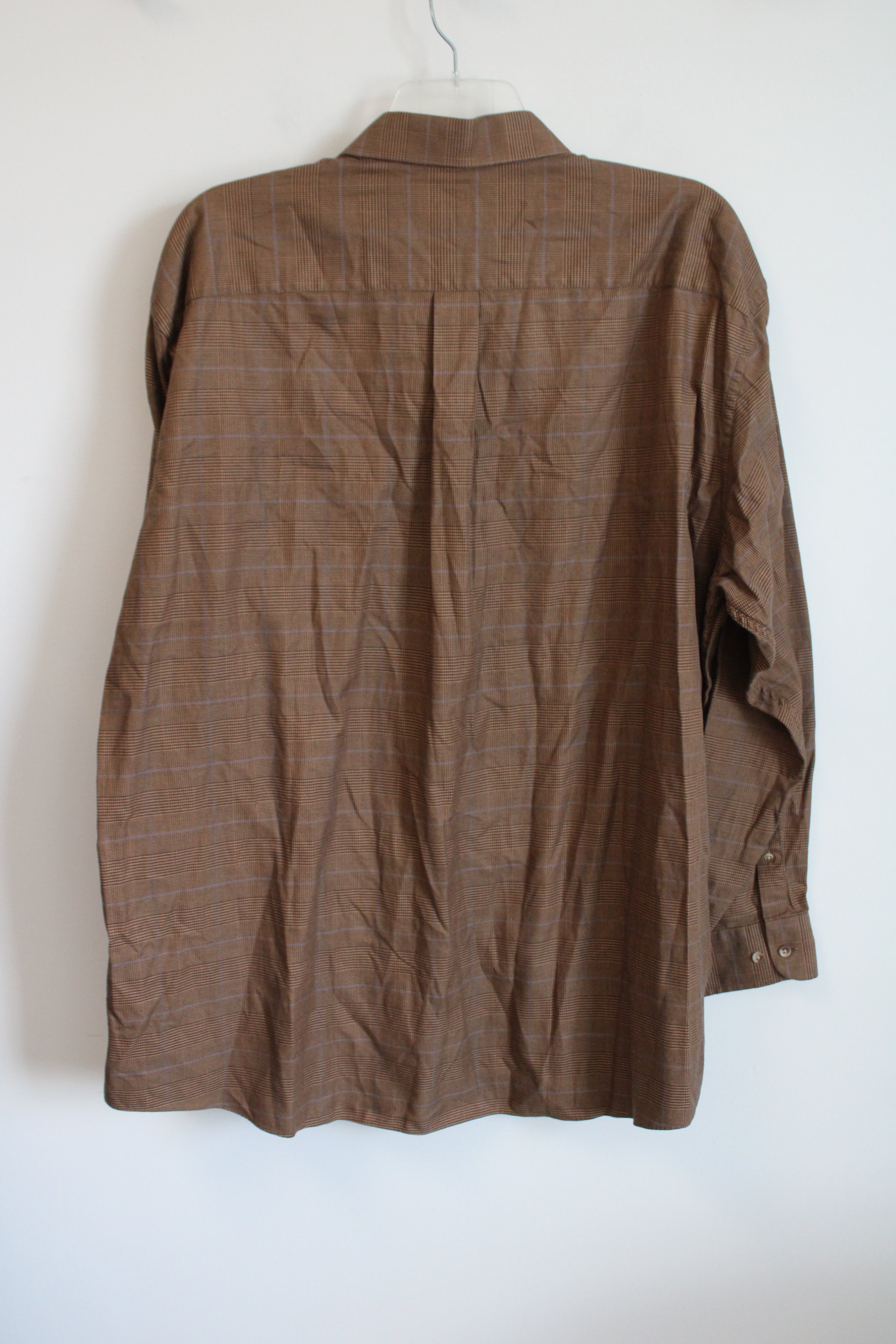 Jos. A. Bank Traveler's Collection Brown Houndstooth Button Down Shirt | XXL