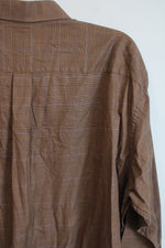 Jos. A. Bank Traveler's Collection Brown Houndstooth Button Down Shirt | XXL
