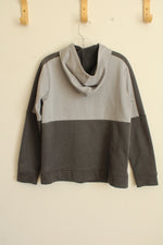 Reebok Light and Dark Gray Colorblock Zip Hooded Sweatshirt | M