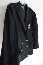 Ralph Lauren Double Breasted Crest Black Wool Blazer | 16
