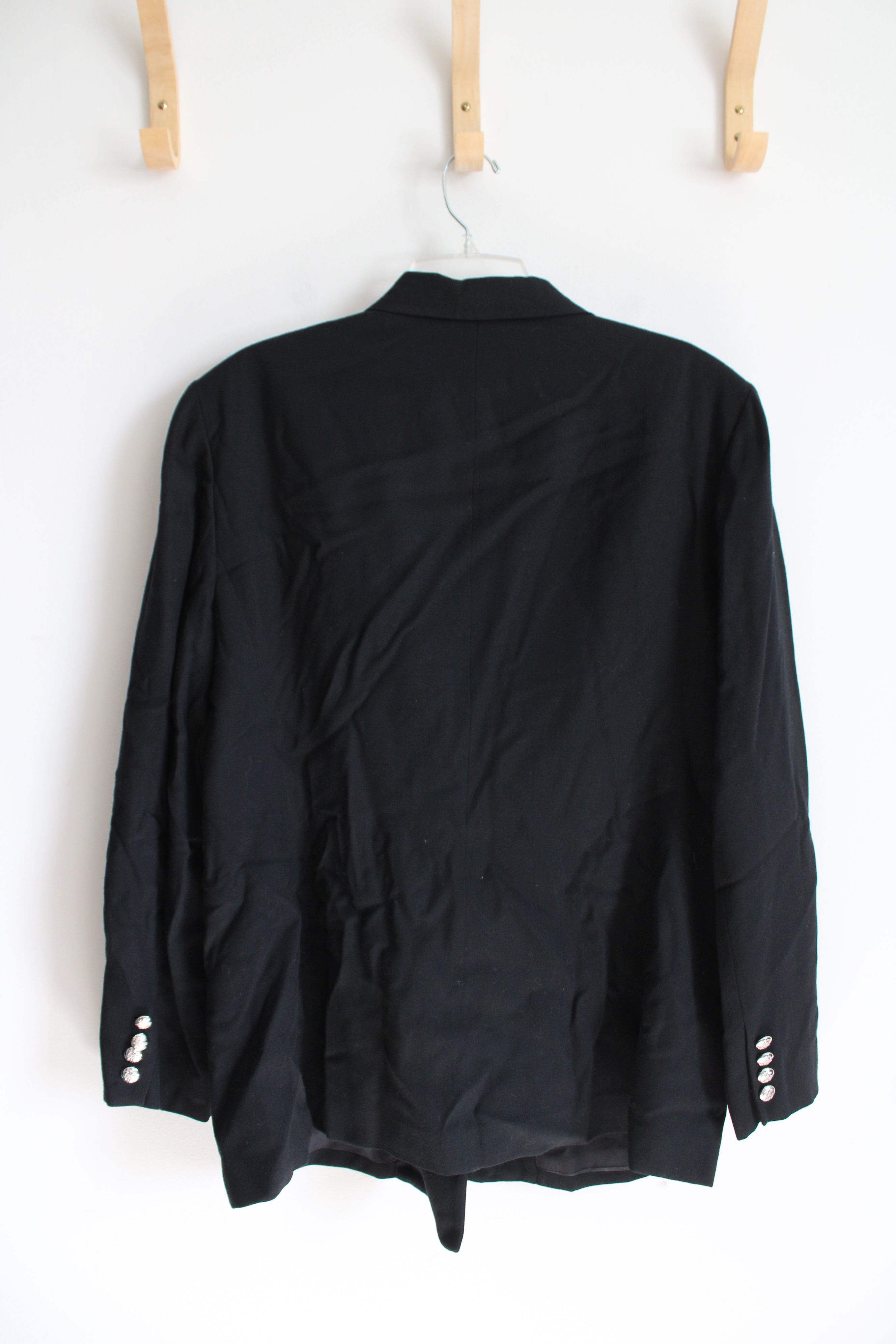 Ralph Lauren Double Breasted Crest Black Wool Blazer | 16