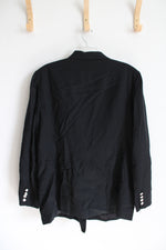 Ralph Lauren Double Breasted Crest Black Wool Blazer | 16