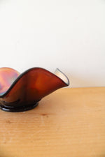 Vintage Iridescent Brown/Orange Ruffled Edge Glass Bowl