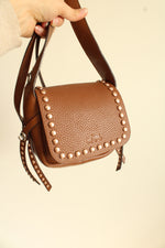 Coach Saddle Rivet Stud Pebbled Leather Dakota Mini Crossbody Swing Bag