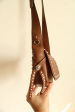 Coach Saddle Rivet Stud Pebbled Leather Dakota Mini Crossbody Swing Bag