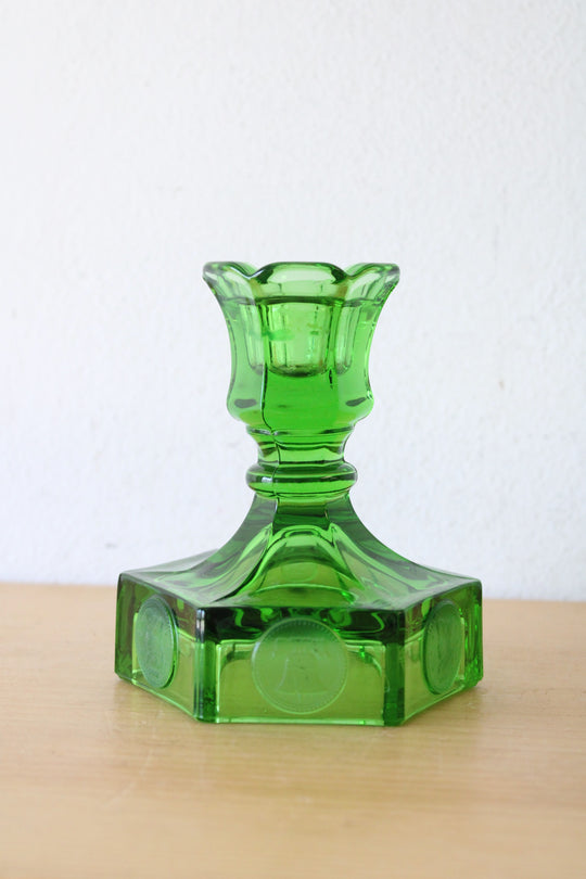 Fostoria Empire Coin Imprint Green Candler Holder
