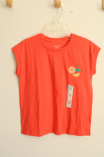 NEW Cat and Jack Orange Cap Sleeve Shirt with Embroidery