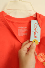 NEW Cat and Jack Orange Cap Sleeve Shirt with Embroidery