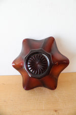 Vintage Iridescent Brown/Orange Ruffled Edge Glass Bowl