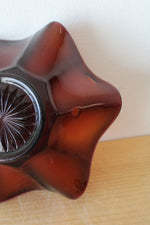 Vintage Iridescent Brown/Orange Ruffled Edge Glass Bowl