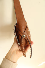 Coach Saddle Rivet Stud Pebbled Leather Dakota Mini Crossbody Swing Bag