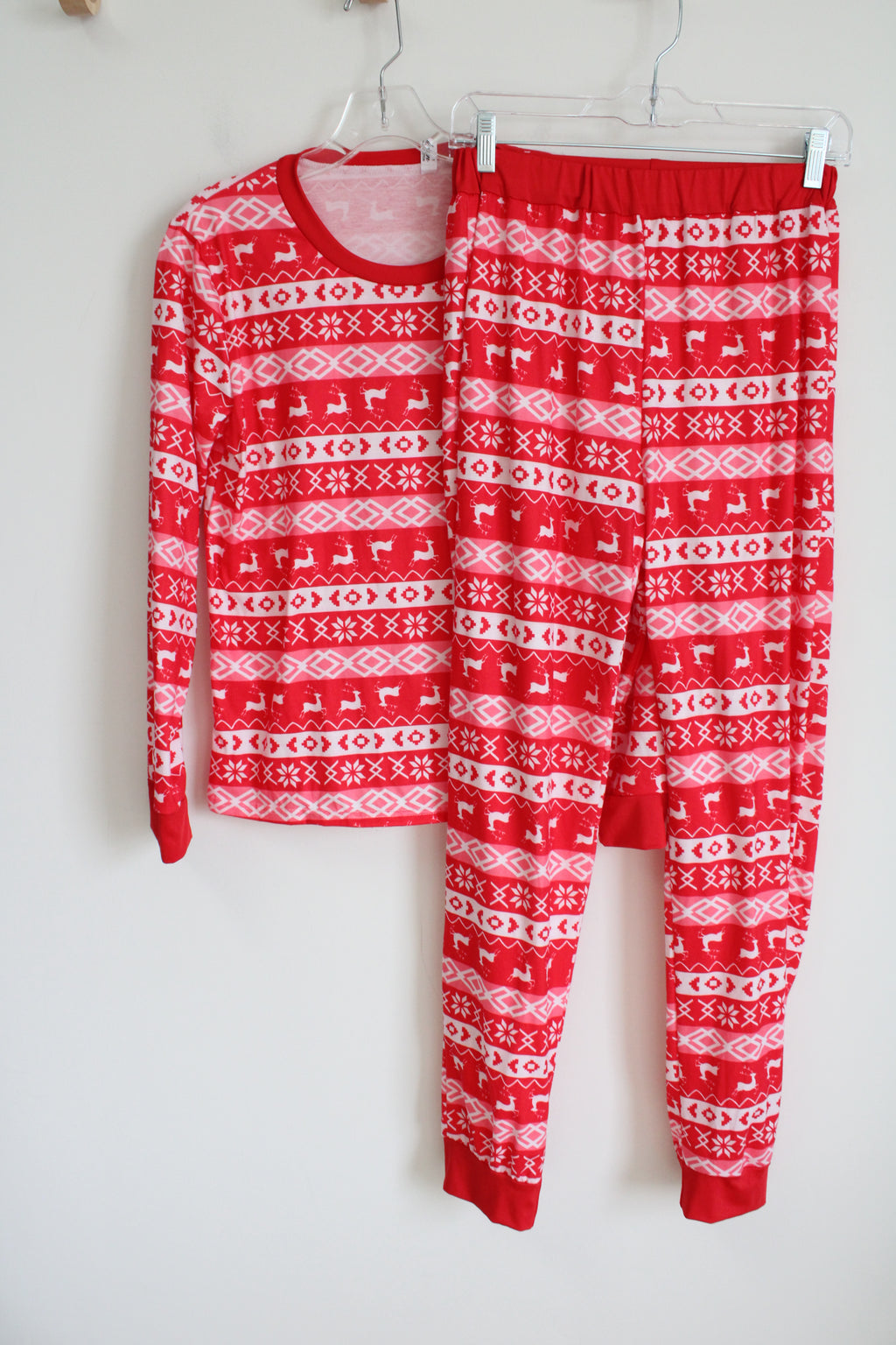 Red Reindeer Pajama Striped Set | M