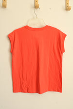 NEW Cat and Jack Orange Cap Sleeve Shirt with Embroidery