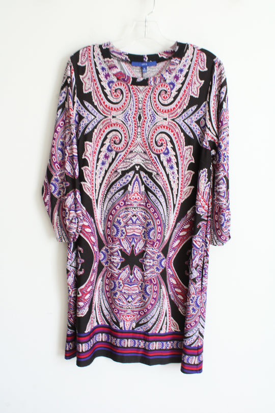 Apt. 9 Black Red Blue Purple Paisley Dress | XL
