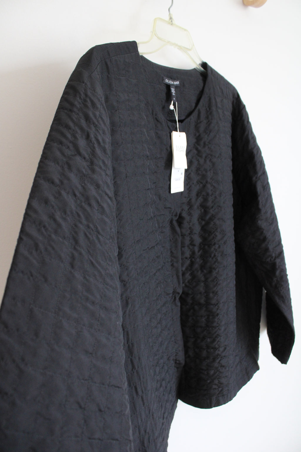 NEW Eileen Fisher Black Quilted Silk Jacket | 1X